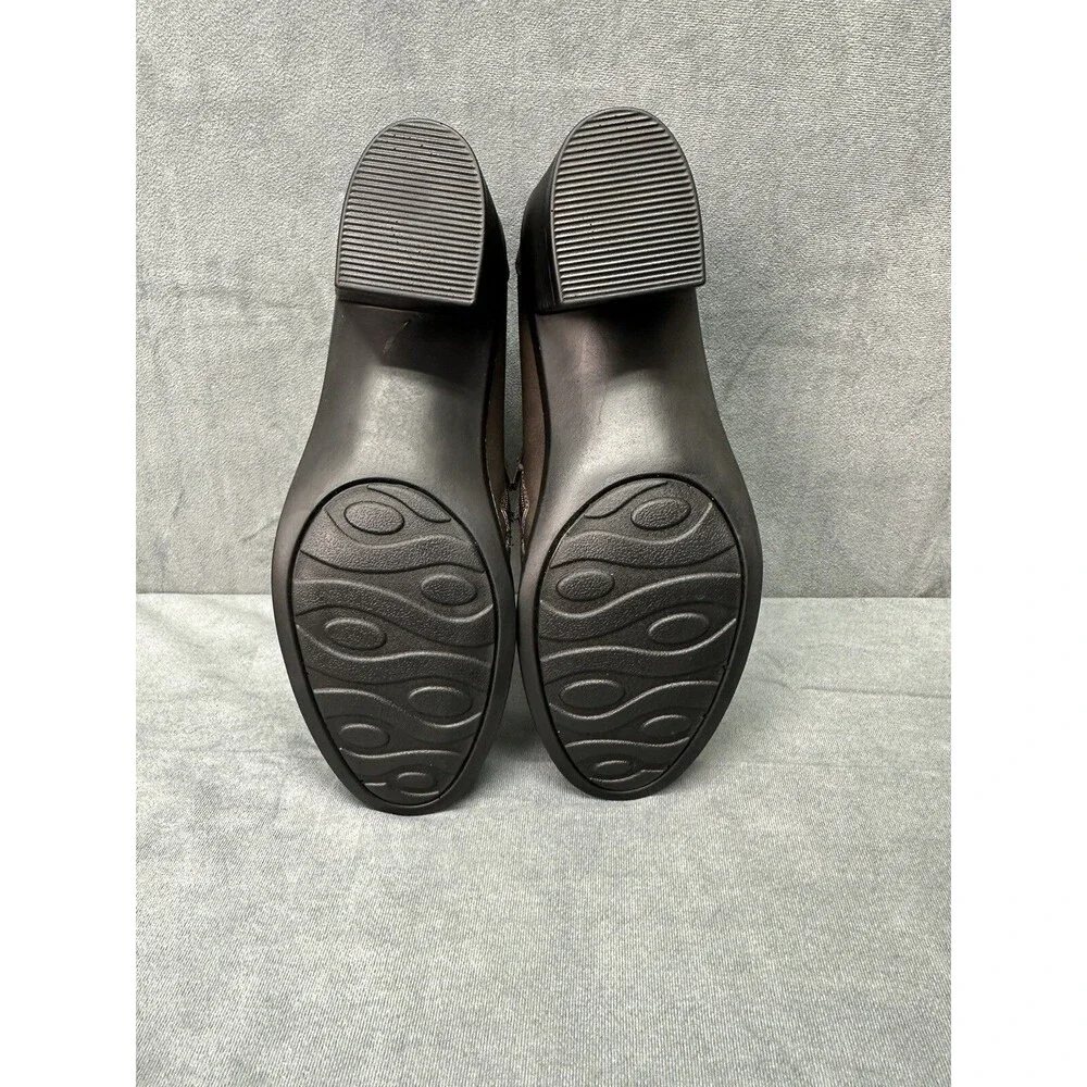 Easy Street Womens LUKA Faux Leather Zipper Block Heel Shooties Shoes Womens 9.5